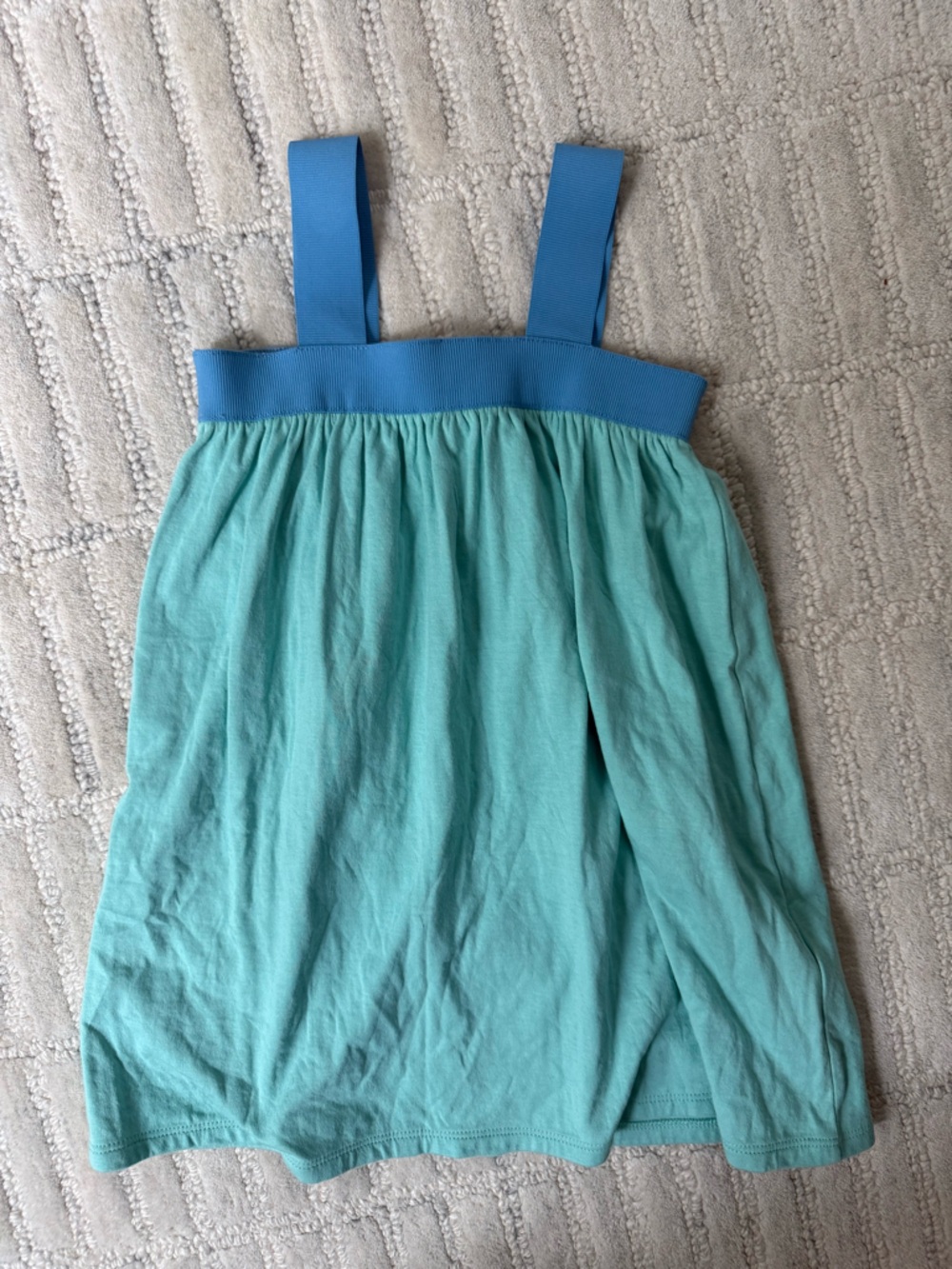 Girls Blue-Green Sundress with Blue Trim